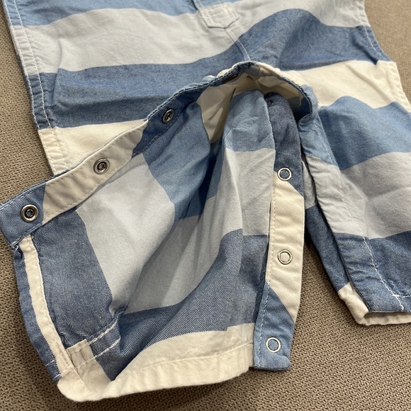 Striped Blue and White Baby Romper - Picture 4 of 5